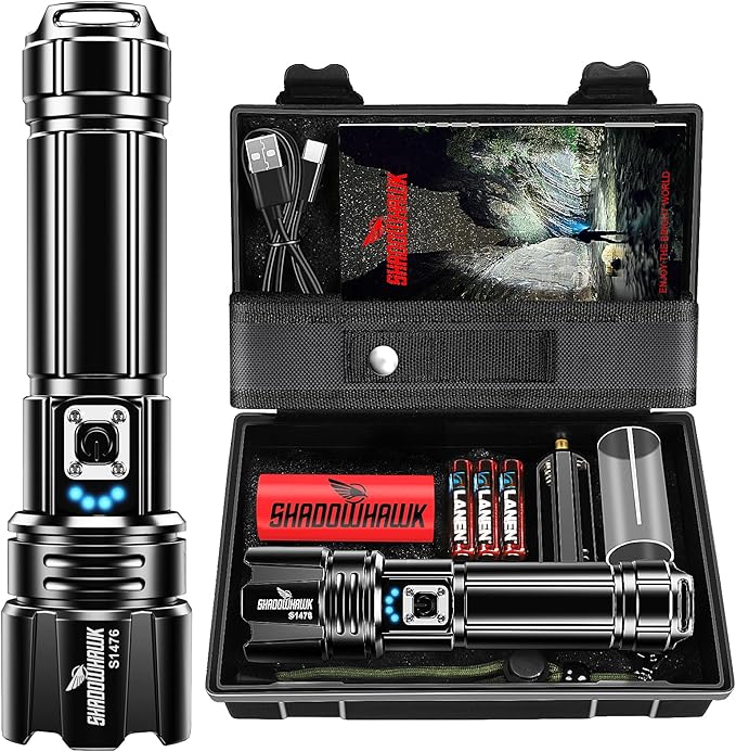 Flashlight 2000 High Lumens Rechargeable - 30W Super Bright LED Flash Light | 5000ft Beam & 12H