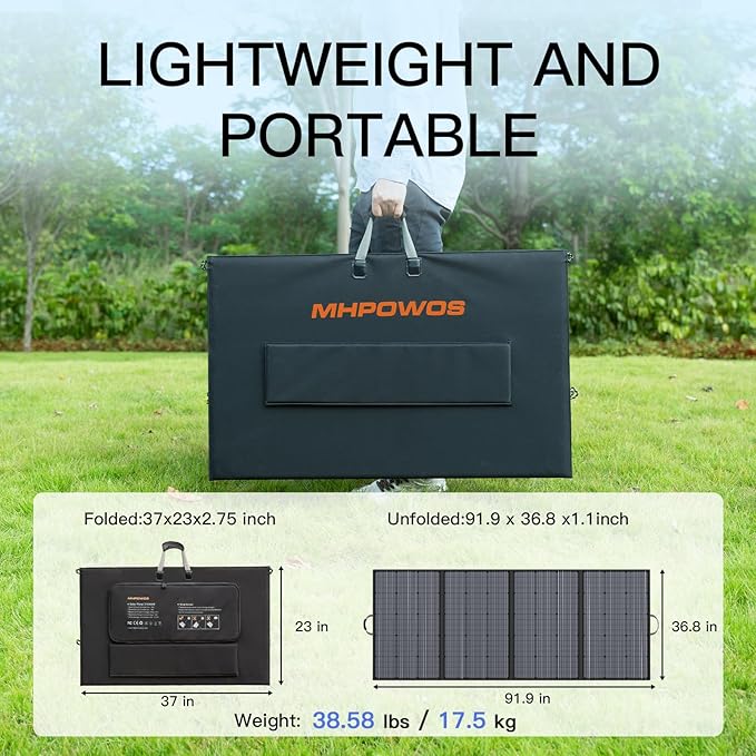 400W Portable Solar Panel, Lightweight Foldable Solar Panels Complete with an Adjustable Kickstand