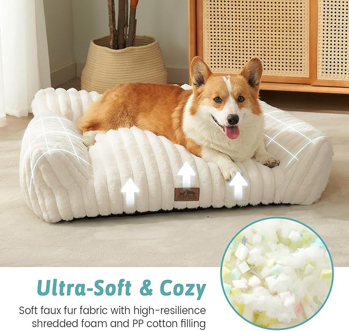 Cute Cat Couch, Premium Plush Faux Fur Pet Couch Bed, Ultra-Soft Pet Furniture for Cats & Small