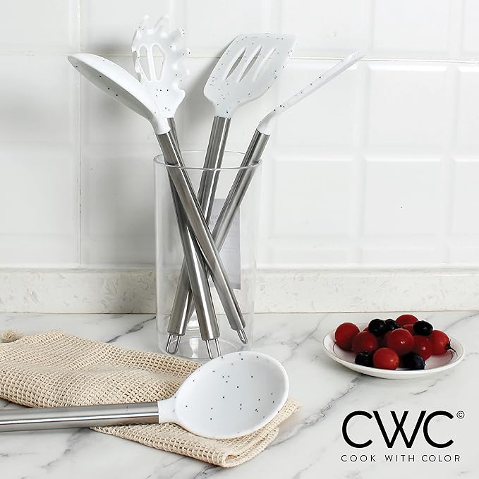 COOK WITH COLOR Silicone Cooking Utensils, Kitchen Utensil Set, Easy to Clean Silicone Kitchen