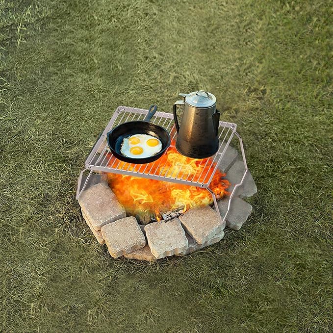 REDCAMP 13.6" Small Folding Campfire Grill, Heavy Duty Portable Camping Grill Grate with Carrying