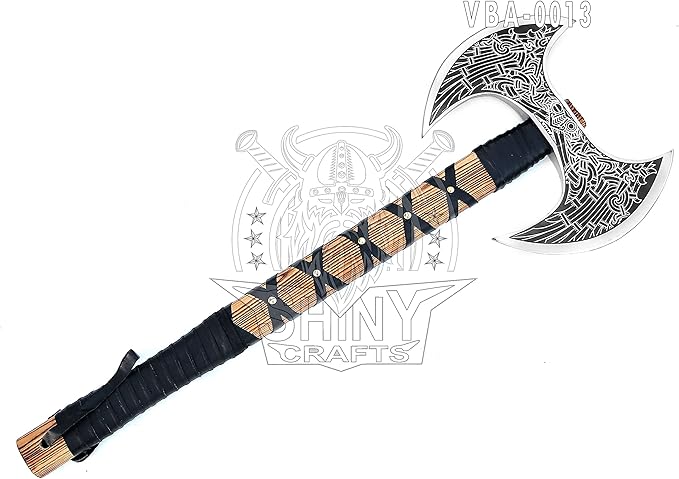 SHINY CRAFTS- Camping Axe Tomahawk Viking Bearded Axe Christmas gifts-27 Long Odin's Double Edge