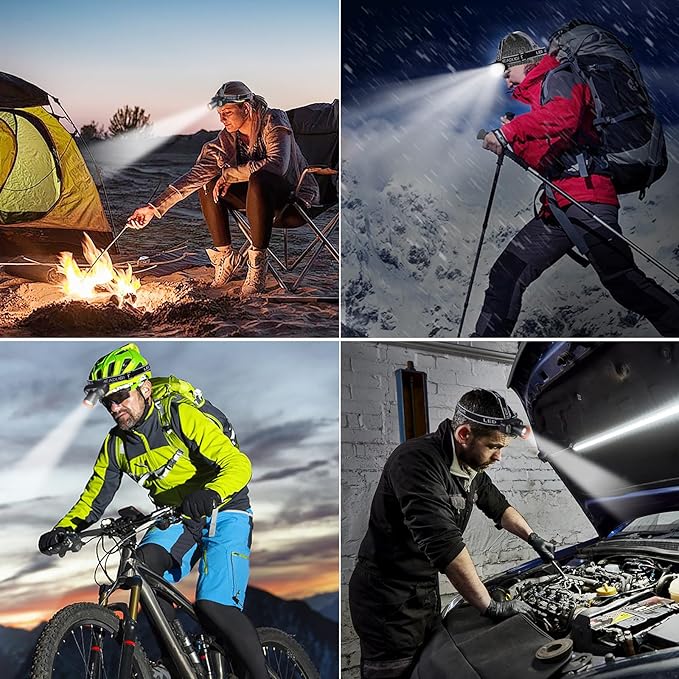 VAVOFO LED Headlamp 2400mAh Rechargeable, 2000 Lumen Bright, Zoomable, Waterproof Outdoor Headlight