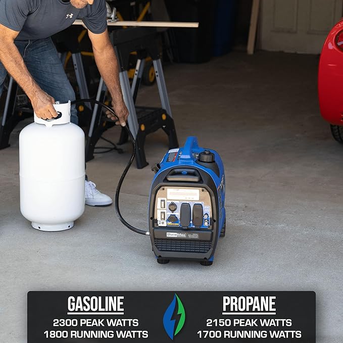 DuroMax XP2300iH 2,300-Watt Dual Fuel Portable Digital Inverter Generator - Gas & Propane, RV &