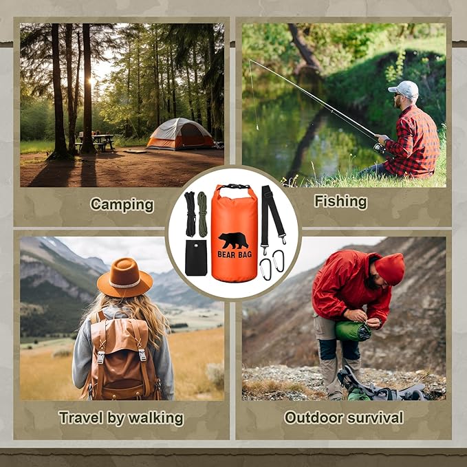 1 Set Bear Food Bag for Camping Ultralight Food Hanging System Includes Waterproof Bear Bag, Nylon