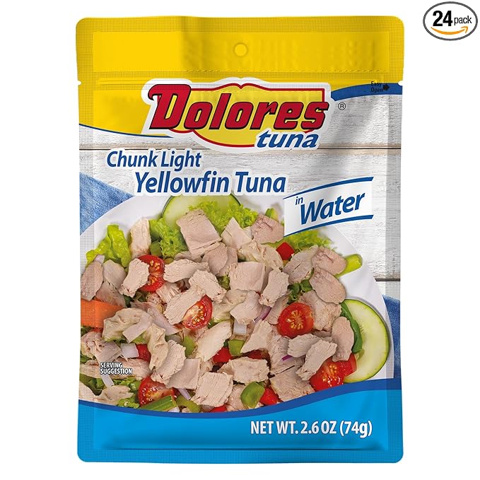 Dolores Chunk Light Yellowfin Tuna in Water, 2.6 oz (Pack of 24)