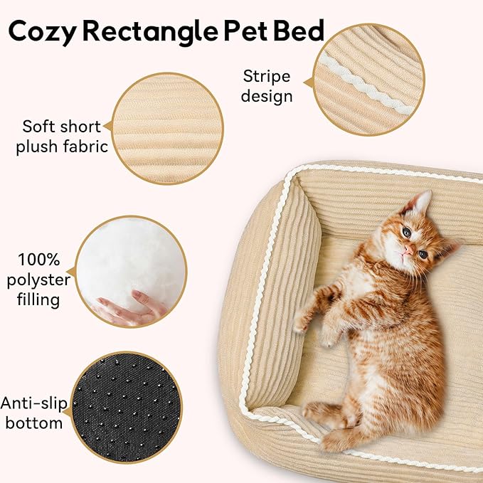 Rectangle Cat Dog Bed for Large Medium Small Pets Indoor Outdoor Machine Washable Sleeping Sofa