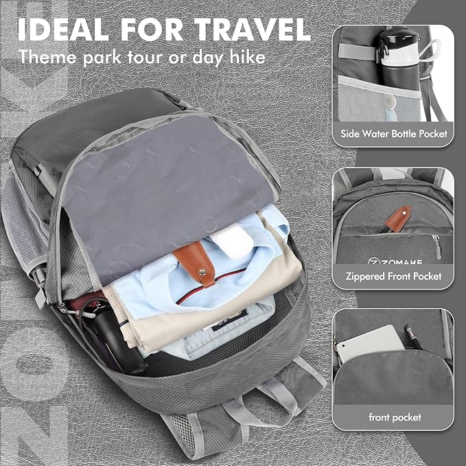 ZOMAKE Lightweight Packable Backpack 30L, Foldable Hiking Backpacks Water Resistant Compact Folding