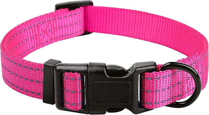 Mile High Life Dog Collar | Nylon Reflective Dog Collars | Light Weight Puppy Collars | Pink Dog