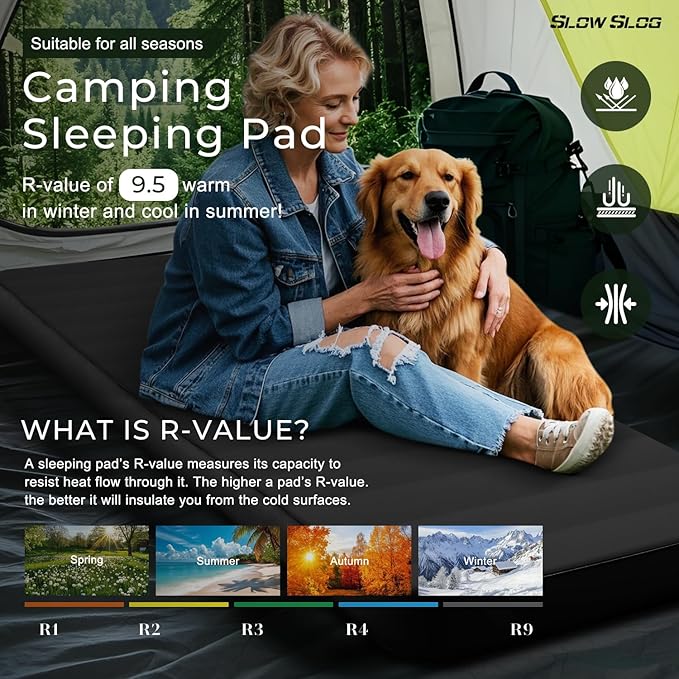 Self-Inflating Sleeping Pad with Portable Electric Air Pump, 4in Thick Memory Foam Camping Mattress