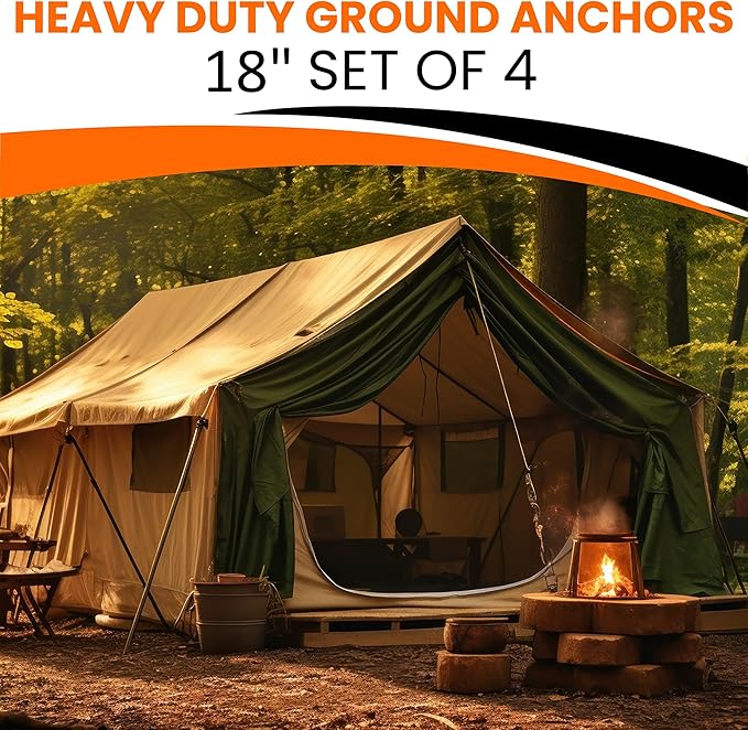 Earth Anchors - 18" Set of 4 Heavy Duty Ground Stakes - Screw in Anchors for Mobile Homes, Sheds