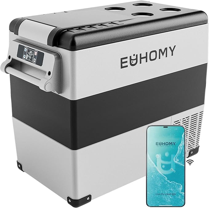 EUHOMY 12 Volt Refrigerator, 59QT(55L) Electric Cooler, 12V Fridge APP Control, 12V Cooler -4℉~68℉