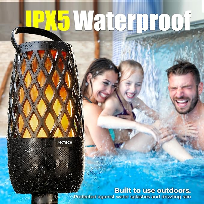 IXTECH Outdoor Bluetooth Speaker Waterproof Wireless Portable Speaker with LED Flame Lights