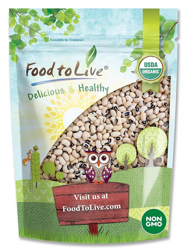 Food to Live Organic Black-Eyed Peas, 1 Pound ??Raw Dried Cow Peas, Non-GMO, Bulk Beans, Product of
