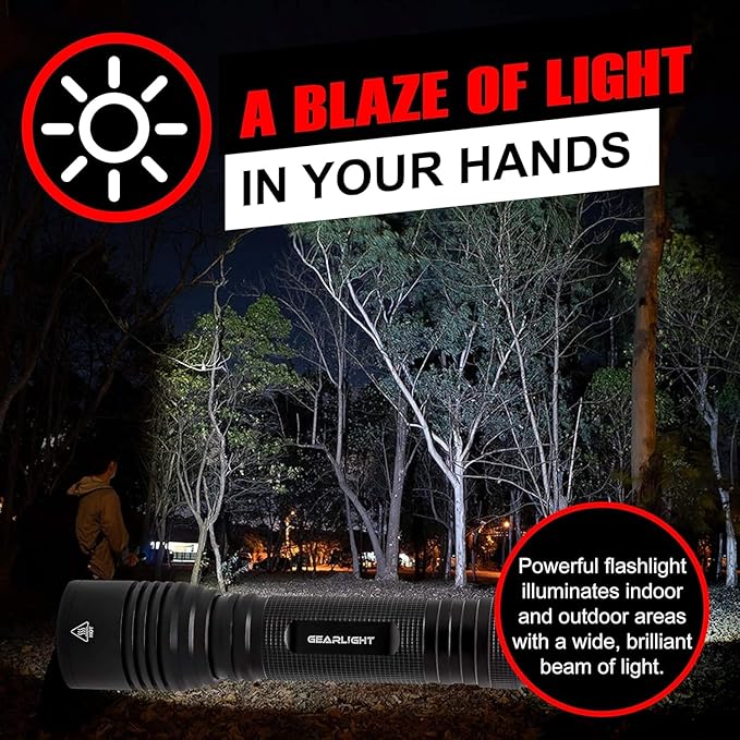 GearLight S2000 LED Flashlight High Lumens - Super Bright, Powerful, Mid-Size Tactical Flashlight