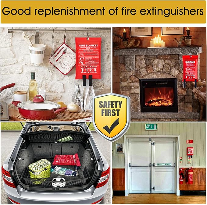 Fire Blanket for Kitchen Home Emergency - Fiberglass Blankets Fire Survival Suspension Flames