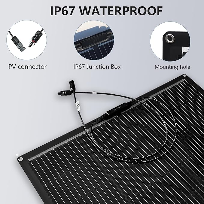 XINPUGUANG Flexible Solar Panel 200 Watts Monocrystalline Fiberglass Solar Modules Charger Off-Grid