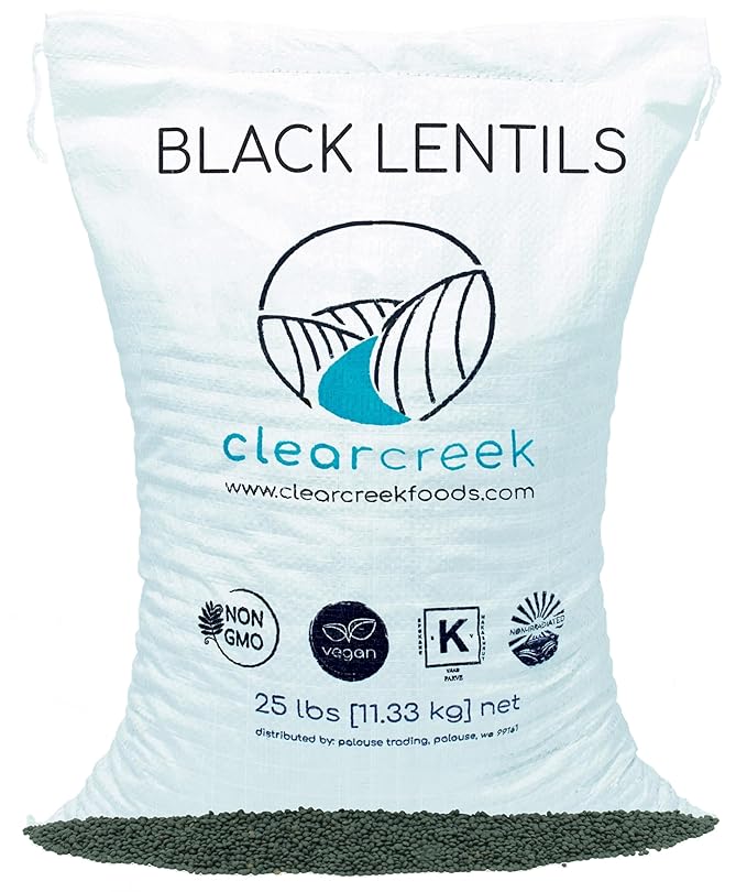 CLEAR CREEK Black Lentils | Caviar or Beluga Lentils | 25 lbs | Project Non-GMO Verified | Kosher |