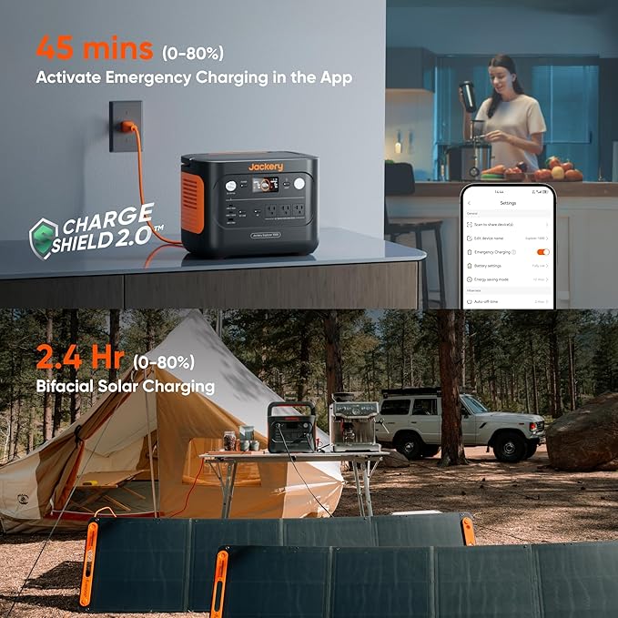 Jackery Explorer 1000 v2 Portable Power Station and Carrying Bag, 1070Wh LiFePO4 Battery,1500W
