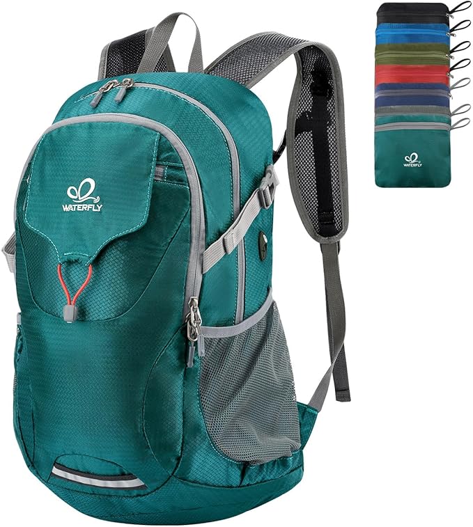 WATERFLY Lightweight Packable Hiking Backpack: 30L Foldable Travel Daypack Ultralight Camping Day