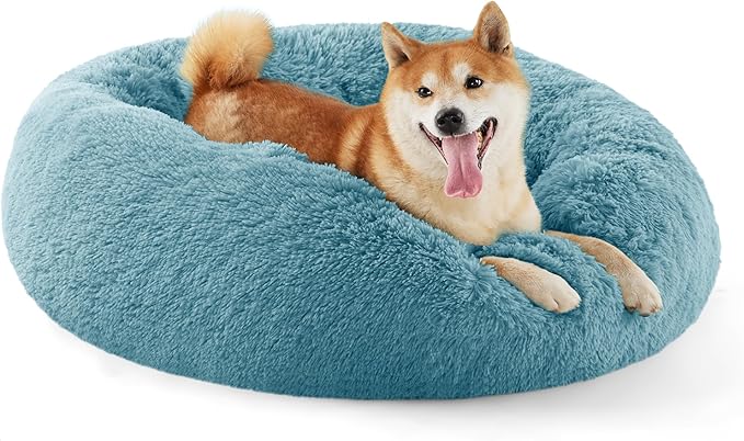 Bedsure Calming Dog Bed for Medium Dogs - Donut Washable Medium Pet Bed, 30 inches Anti-Slip Round