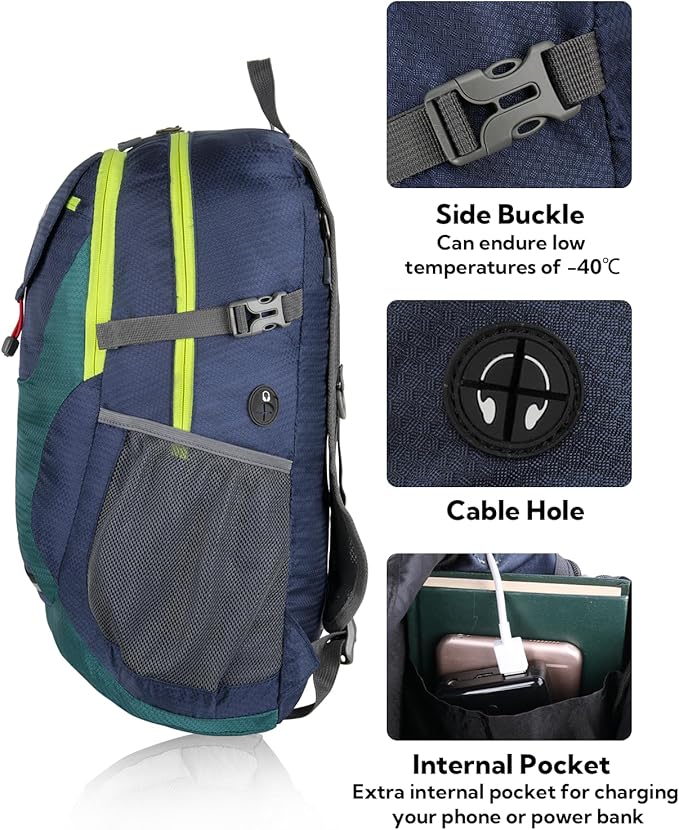 WATERFLY Lightweight Packable Hiking Backpack: 30L Foldable Travel Daypack Ultralight Camping Day