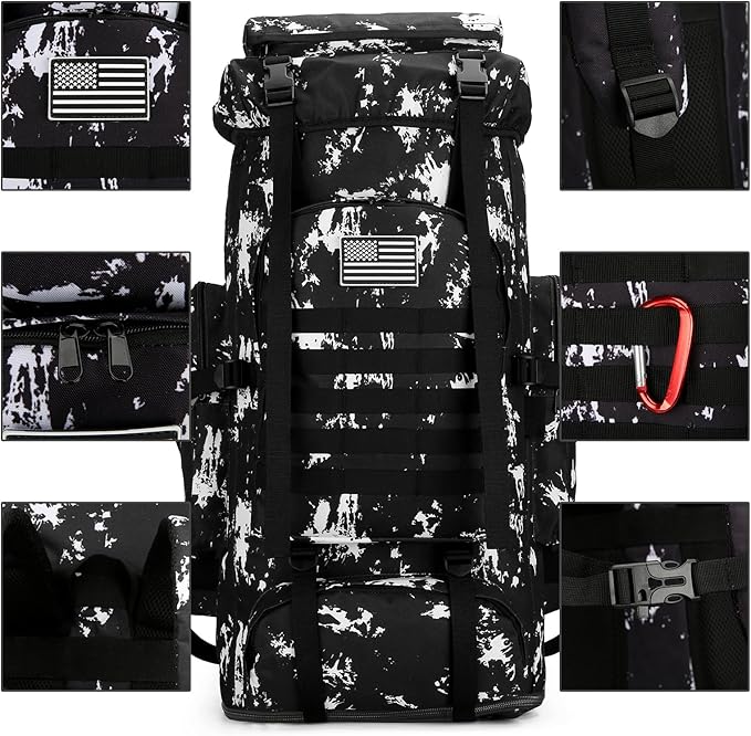 Hiking Backpack for Men 70L/100L Camping Backpack Military Rucksack Molle 3 Days Assault Pack for