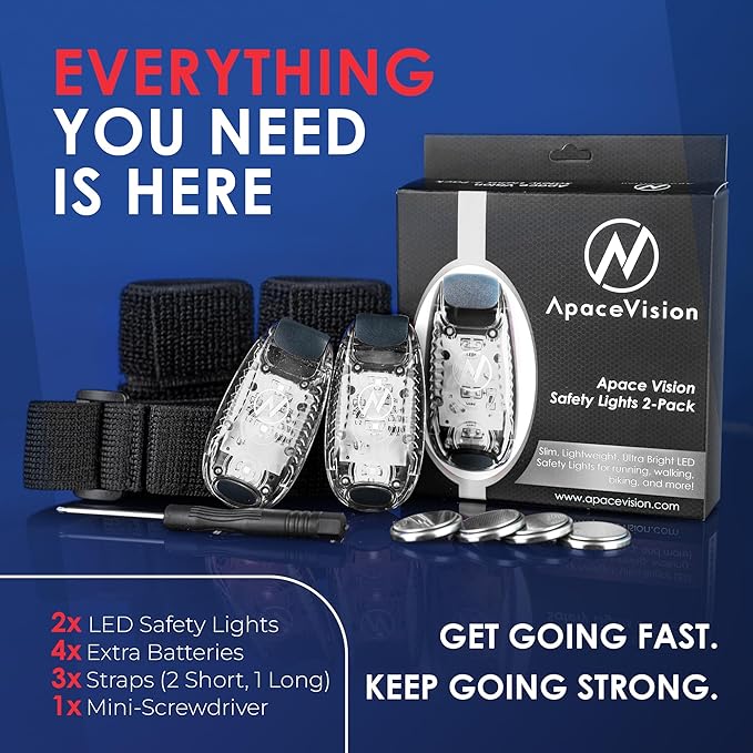 LED Safety Light (2 Pack) - Clip On Strobe/Running Lights for Runners, Dog, Bike, Walking, Boat