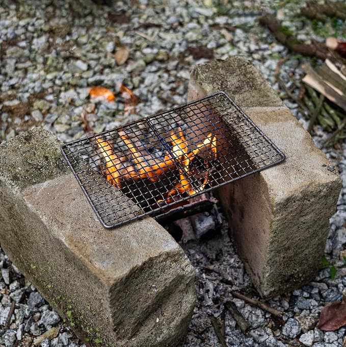 Boundless Voyage Mini Size Durable Titanium Charcoal BBQ Grill Plate Include a Carry Bag for