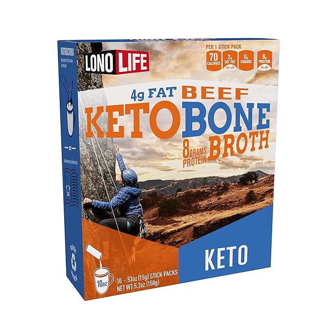 LonoLife Keto Beef Bone Broth Powder Mix | Grass-Fed, 10g Protein | Collagen-Rich, Keto & Paleo