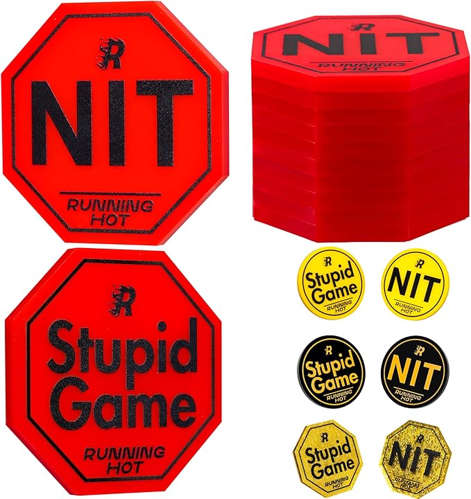 RUNNING HOT Nit Button Set for Texas Hold'em & Omaha Poker (Pack of 10) - Professional Chips for