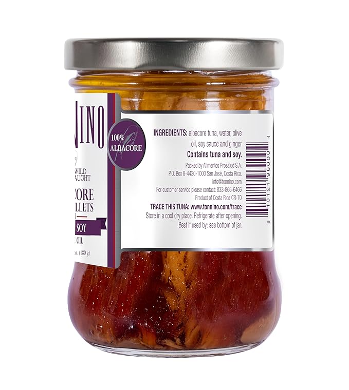 Tonnino Tuna Fish Albacore - Olive oil with Ginger soy ??Pack of 6 ??Alternative to Salmon
