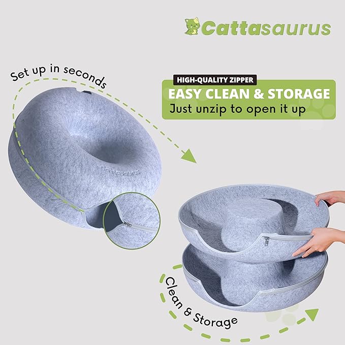 CATTASAURUS Peekaboo Cat Cave for Multiple & Large Cats Up to 30-45 Lbs, Scratch Detachable &