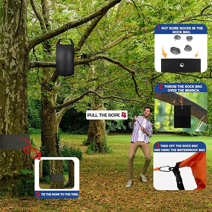 Bear Food Bag Hanging System, 2 Sets Camping Bear Bag Kit Waterproof Bear Protection Bag with
