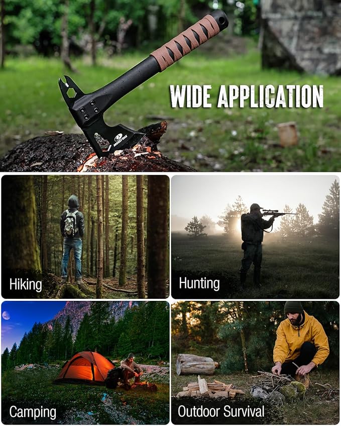 MOSSY OAK 12" Camping Axe and Survival Hatchet with Sheath, Compact Outdoor Multitool Hatchet with