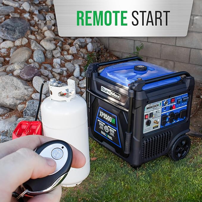 DuroMax XP9500iH 9,500-Watt Dual Fuel Portable Digital Inverter Generator - Gas & Propane, Remote