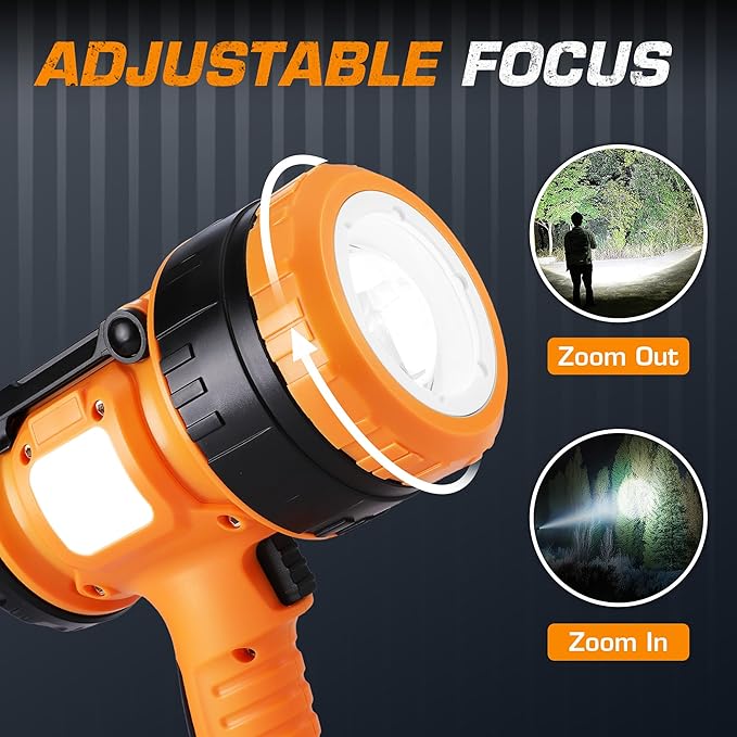 EverBrite Zoomable Rechargeable Spotlight with Foldable Stand, Handheld LED Spotlight Flashlight