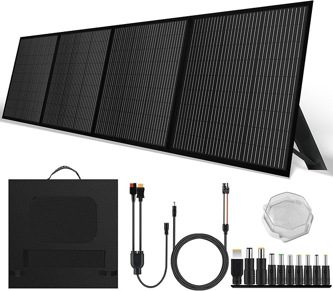 Portable 200 Watt 12V Foldable Solar Panel with Adjustable Kickstands and Waterproof IP65 Design