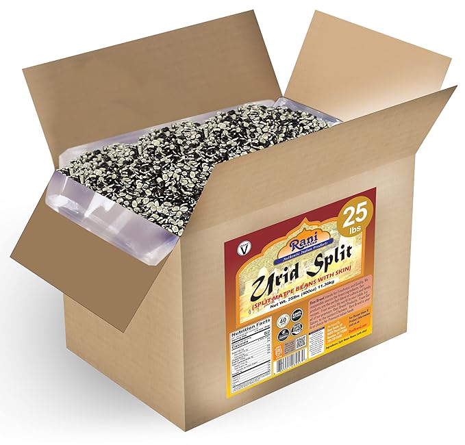 Rani Urid/Urad Split Chilka (Split Matpe Beans with Skin) Indian Lentils 400oz (25lbs) 11.36kg Bulk