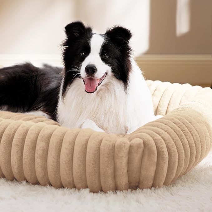 Bedsure Washable Dog Bed for Medium Dogs - Cute Furry Puppy Beds, Rectangle Orthopedic Corduroy