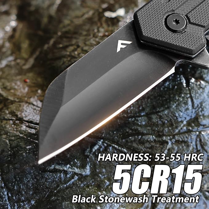 FLISSA 4.5" G10 handle folding knife, FLISSA Folding Knife, 4" Small Pocket Knife with Bottle