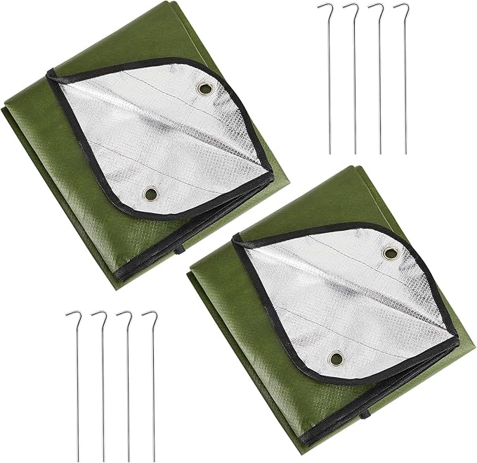 Kingdder 2 Pcs Heavy Duty Emergency Blanket for Survival 60 x 82 Inches Thermal Tarp Insulated Tent