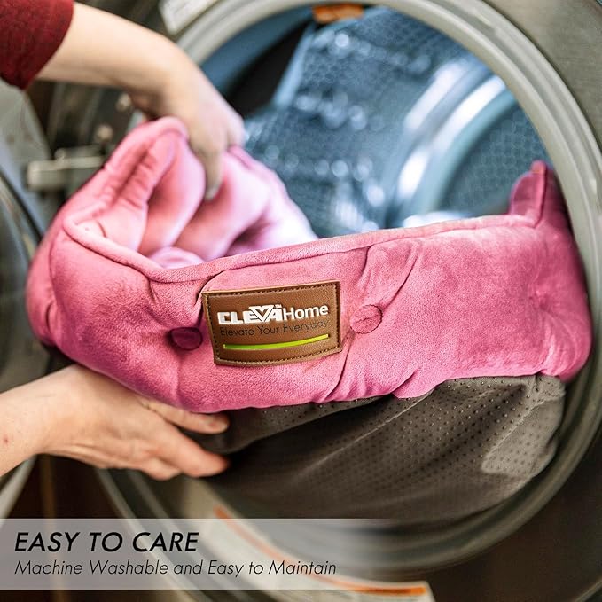 ClevaHome Cat Dog Bed for Small Pets up to 15lbs - Round Cat Beds for Indoor Cats, Machine Washable