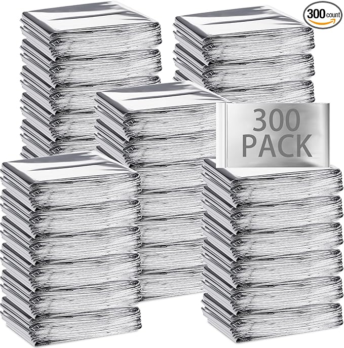 Macarrie Emergency Blanket Bulk - Survival Thermal Silver Foil Reflective Blankets Set Pack for
