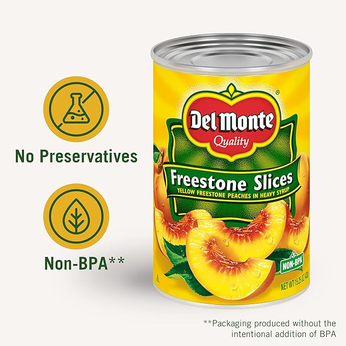 Del Monte Canned Sliced Freestone Peaches in Heavy Syrup, 15.25 oz Can (Pack of 12)