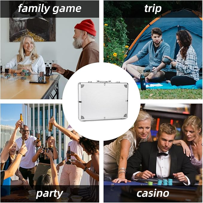 Poker Chip Set - 500PCS Poker Chips with Aluminum Case, 11.5 Gram Chips for Texas Holdem