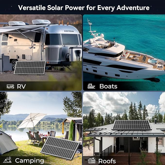 200 Watt Bifacial Solar Panel 2pcs 100 Watt, 18BB Monocrystalline Dual-Sided 12V/24V High