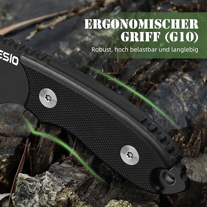 Omesio Neck Knife, 5.43" Neck Knife with Sheath and Necklace, Full Tang Small Mini Fixed Blad Knife