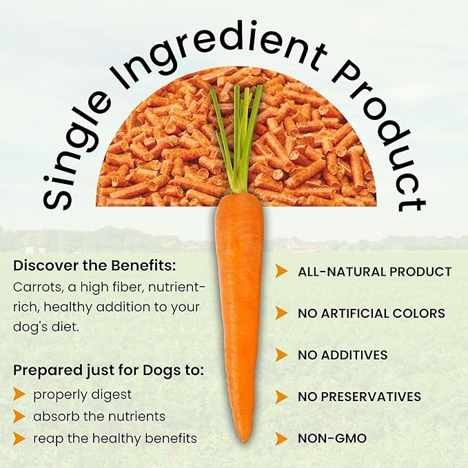 Olewo Original Carrots for Dogs ??Fiber for Perfect Poop, Dehydrated Dog Food Toppers for Picky