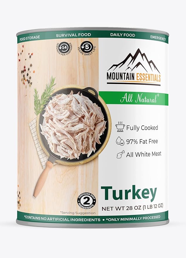 MOUNTAIN ESSENTIALS All Natural Canned Turkey 28 Oz – Fully Cooked, Ready to Eat White Meat
